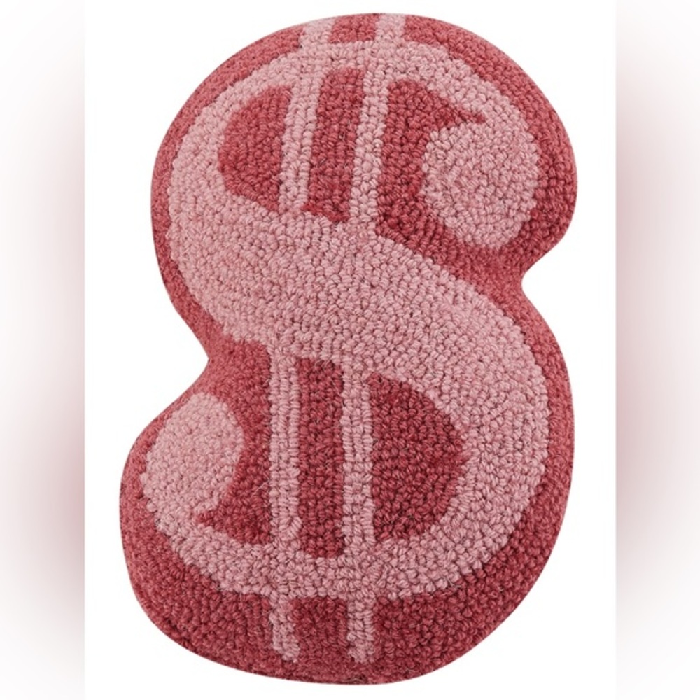 Dollar Sign Wool Hook Pillow